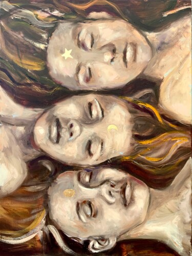 Painting titled "Trio" by Alexandra Jagoda, Original Artwork, Oil Mounted on Wood Stretcher frame