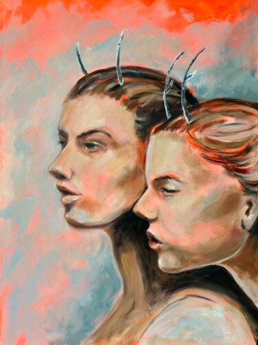 Painting titled "Two is a union, 60x…" by Alexandra Jagoda, Original Artwork, Oil