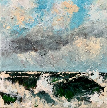 Painting titled "Storm in Ocean" by Alexandra Jagoda, Original Artwork, Acrylic Mounted on Wood Stretcher frame
