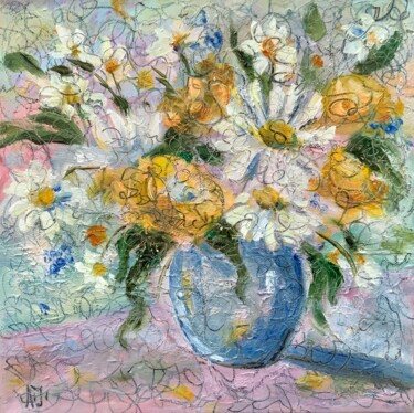 Peinture intitulée "Bouquet of Field Da…" par Alexandra Jagoda, Œuvre d'art originale, Huile Monté sur Châssis en bois