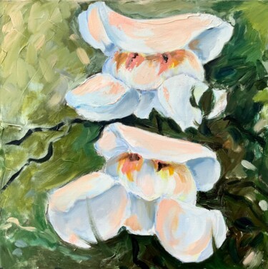Schilderij getiteld "White Orchids - exo…" door Alexandra Jagoda, Origineel Kunstwerk, Olie Gemonteerd op Frame voor houten…