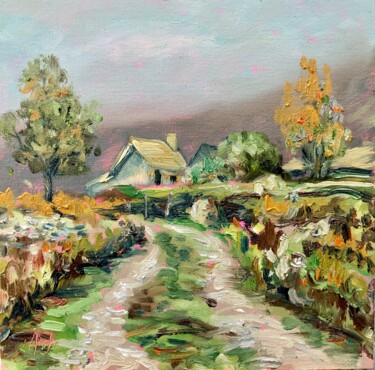 Painting titled "Fall in Ireland - I…" by Alexandra Jagoda, Original Artwork, Oil Mounted on Cardboard