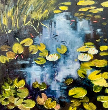 Картина под названием "Indigo Reflections…" - Alexandra Jagoda, Подлинное произведение искусства, Масло Установлен на Деревя…