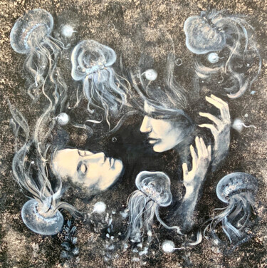 Картина под названием "Depths of Love - wo…" - Alexandra Jagoda, Подлинное произведение искусства, Акрил Установлен на Дерев…
