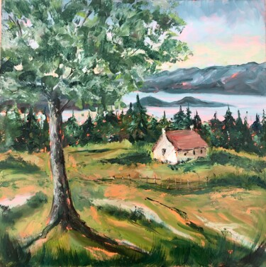 Painting titled "Solitude's Haven -…" by Alexandra Jagoda, Original Artwork, Oil Mounted on Wood Stretcher frame