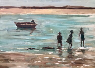 Картина под названием "Seaside Reverie, Be…" - Alexandra Jagoda, Подлинное произведение искусства, Масло Установлен на Дерев…