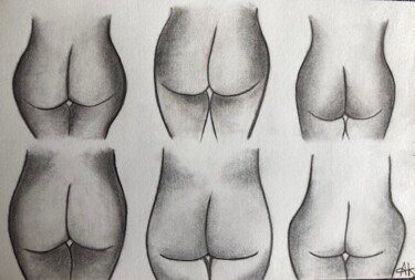Drawing titled "Fesses 1" by Alexandra Klup, Original Artwork, Charcoal
