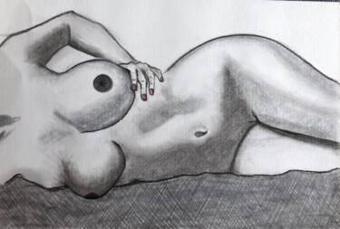 Drawing titled "Béné" by Alexandra Klup, Original Artwork, Charcoal