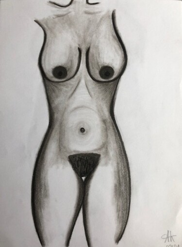 Drawing titled "Estelle" by Alexandra Klup, Original Artwork, Charcoal