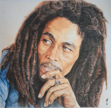 Dessin intitulée "Bob Marley" par Alexandra Labauve, Œuvre d'art originale, Crayon