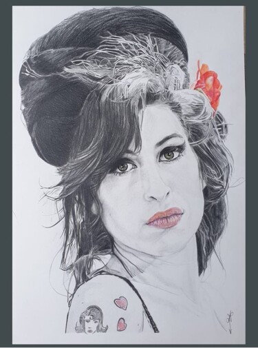 Dessin intitulée "Amy Winehouse" par Alexandra Labauve, Œuvre d'art originale, Crayon