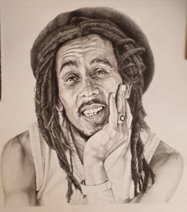 Dessin intitulée "Bob Marley 2020" par Alexandra Labauve, Œuvre d'art originale, Crayon