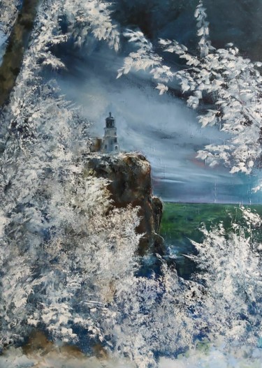 Painting titled "Split Rock lighthou…" by Alexandra Laskina, Original Artwork, Oil