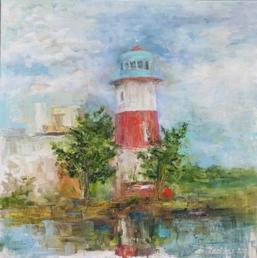 Painting titled "Lighthouse" by Alexandra Laskina, Original Artwork, Oil