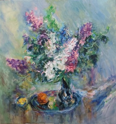 Schilderij getiteld "Swoon lilac" door Alexandra Laskina, Origineel Kunstwerk, Olie