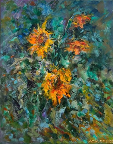 Pittura intitolato "Ukrainian flowers" da Alexandra Laskina, Opera d'arte originale, Olio