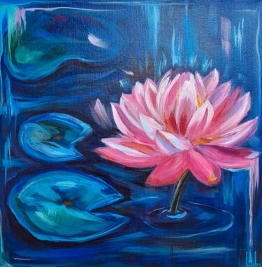 Painting titled ""Lotus soul flower "" by Alexandra Lebedenkova, Original Artwork, Acrylic