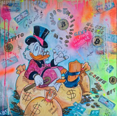 Painting titled "MONEY MAKER" by Alexandra Machmar, Original Artwork, Acrylic Mounted on Wood Stretcher frame