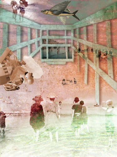 Arte digitale intitolato "Bains de plastique" da Alexandra M, Opera d'arte originale, Collages