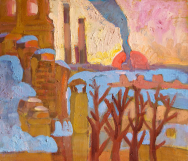 제목이 "Sunrise. Winter fro…"인 미술작품 Alexandra Ovchinnikova로, 원작, 기름