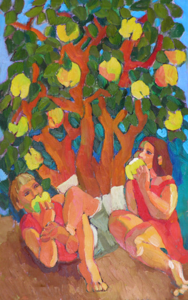 Painting titled "Taste of apples. Su…" by Alexandra Ovchinnikova, Original Artwork, Oil