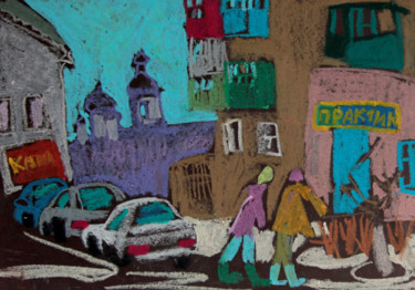 「City of Staraya Rus…」というタイトルの描画 Alexandra Ovchinnikovaによって, オリジナルのアートワーク, パステル