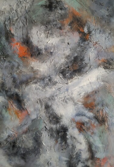 Painting titled "White mist" by Alexandra Petropoulou, Original Artwork, Acrylic Mounted on Wood Stretcher frame