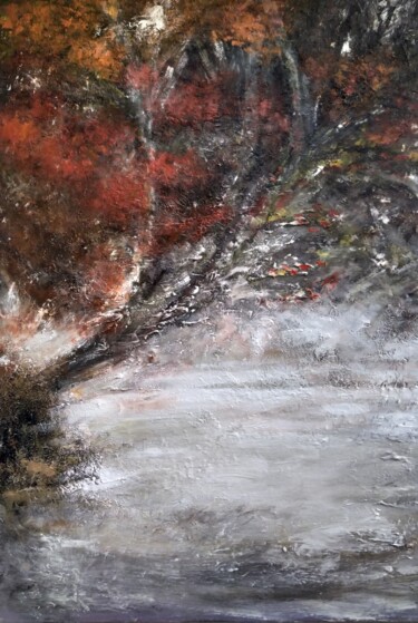 Malerei mit dem Titel "Melancholic Autumn" von Alexandra Petropoulou, Original-Kunstwerk, Acryl Auf Keilrahmen aus Holz mont…