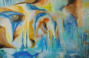 Ζωγραφική με τίτλο "Blue tears" από Alexandra Petropoulou, Αυθεντικά έργα τέχνης, Ακρυλικό Τοποθετήθηκε στο Ξύλινο φορείο σκ…