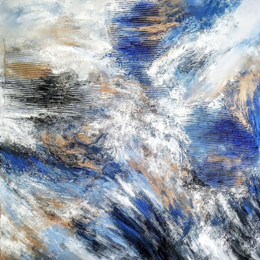 Painting titled "Up to the clouds" by Alexandra Petropoulou, Original Artwork, Acrylic Mounted on Wood Stretcher frame