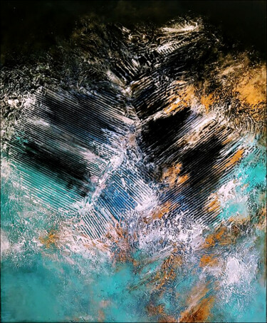 Painting titled "Coast" by Alexandra Petropoulou, Original Artwork, Acrylic Mounted on Wood Stretcher frame