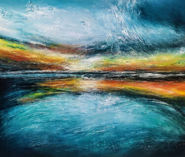 Картина под названием "SUNSET IN GREECE" - Alexandra Petropoulou, Подлинное произведение искусства, Акрил Установлен на Дере…