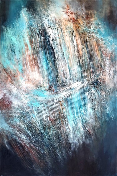 Painting titled "Echo of innocence" by Alexandra Petropoulou, Original Artwork, Lacquer Mounted on Wood Stretcher frame