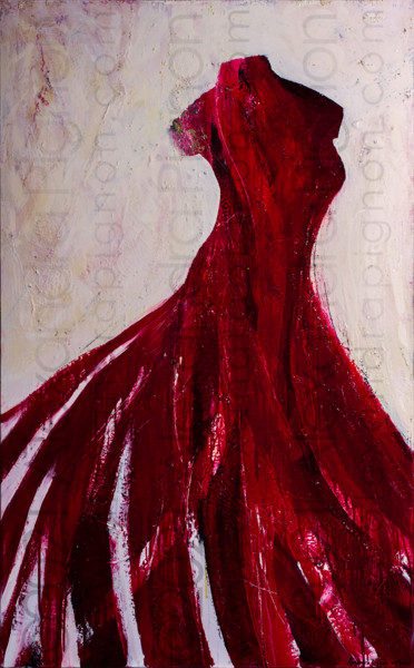 Pittura intitolato "The Lady In Red - 2…" da Alexandra Pignon, Opera d'arte originale, Lacca Montato su Altro pannello rigido