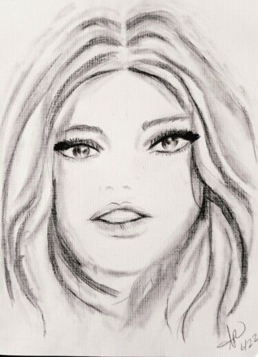 Drawing titled "Bridget Bardot" by Alexandra Roberts, Original Artwork, Charcoal