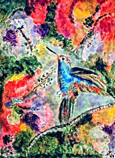 Painting titled "Hummingbird" by Alexandra Roberts, Original Artwork, Acrylic