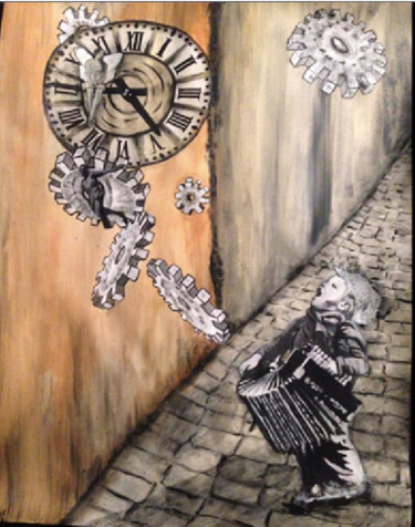 Painting titled "LE TEMPS PASSE" by Alexandra Rouger, Original Artwork, Acrylic