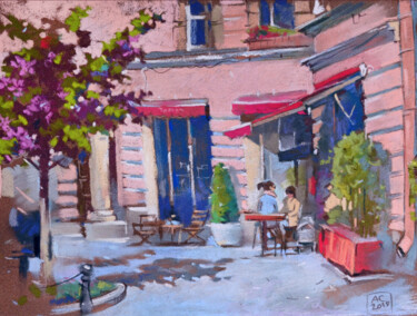제목이 "lunch in a cafe on…"인 그림 Alexandra Sergeeva로, 원작, 파스텔