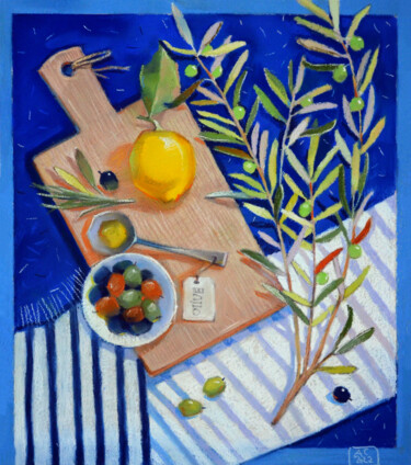 Peinture intitulée "still life with oli…" par Alexandra Sergeeva, Œuvre d'art originale, Pastel