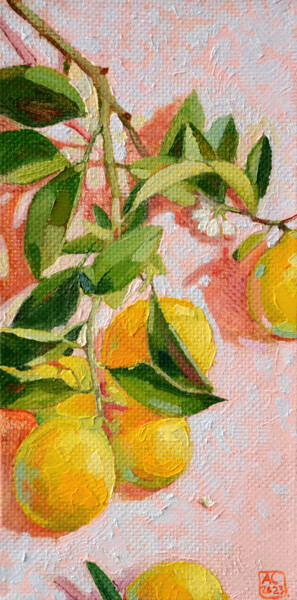 Painting titled "A picture of lemons…" by Alexandra Sergeeva, Original Artwork, Oil