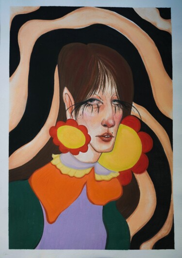 Картина под названием "New 70's" - Alexandra Stoleru, Подлинное произведение искусства, Акварель