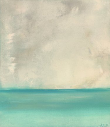Painting titled "Over the Horizon I" by Alexandra Van Lierde, Original Artwork, Oil Mounted on Wood Stretcher frame
