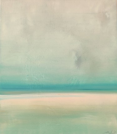 Painting titled "Over the Horizon II" by Alexandra Van Lierde, Original Artwork, Oil Mounted on Wood Stretcher frame
