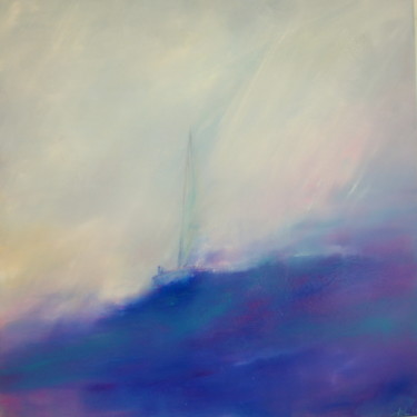 Painting titled "Wave" by Alexandra Van Lierde, Original Artwork, Oil Mounted on Wood Stretcher frame