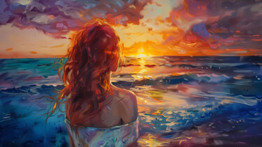 Digital Arts titled "Light of Dawn Girl…" by Alexandra Yakunina, Original Artwork, Digital Painting