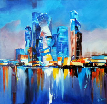 Painting titled "CITY" by Alexandra Yaremenko, Original Artwork, Oil