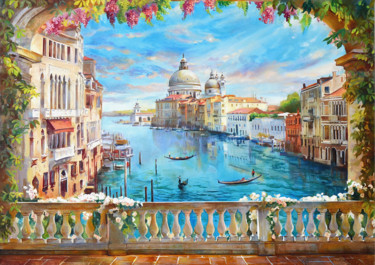 Venice, a place of romance Peinture intitulée "Venice, a place of…" par Alexandra Yaremenko, Œuvre d'art originale, Huile