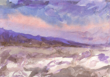 Pittura intitolato "Lilac Storm" da Alexandra Zatelepina, Opera d'arte originale, Acquarello