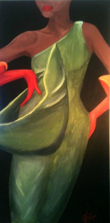 Painting titled "Green 2" by Alexandra La Haye, Original Artwork, Oil
