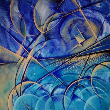 Peinture intitulée "2 blues" par Alexandra Marado, Œuvre d'art originale, Huile